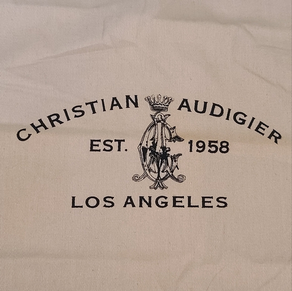 CHRISTIAN AUDIGIER LOS ANGELES Est. 1958 Tan Logo Drawstring Dust Bag 18 x 12.5" - Picture 2 of 12